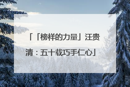 「榜样的力量」汪贵清：五十载巧手仁心