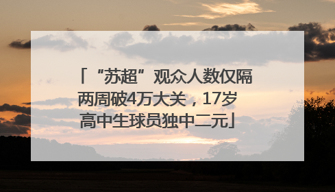 “苏超”观众人数仅隔两周破4万大关，17岁高中生球员独中二元