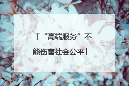 “高端服务”不能伤害社会公平