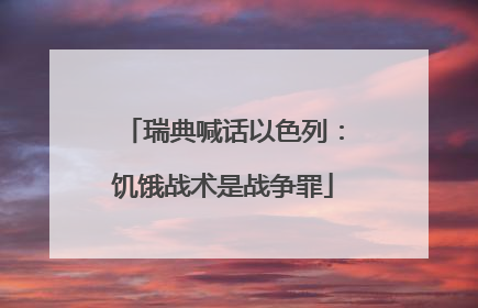 瑞典喊话以色列：饥饿战术是战争罪
