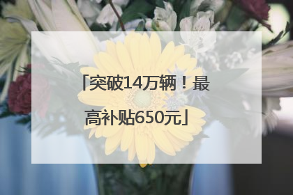突破14万辆！最高补贴650元