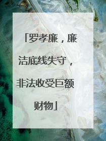 罗孝廉，廉洁底线失守，非法收受巨额财物
