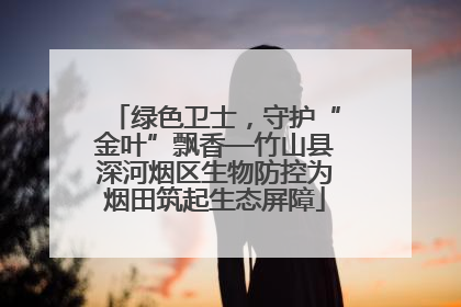 绿色卫士，守护“金叶”飘香—竹山县深河烟区生物防控为烟田筑起生态屏障