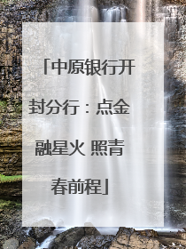 中原银行开封分行：点金融星火 照青春前程