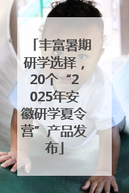 丰富暑期研学选择，20个“2025年安徽研学夏令营”产品发布