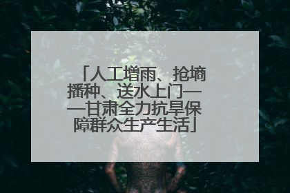 人工增雨、抢墒播种、送水上门——甘肃全力抗旱保障群众生产生活
