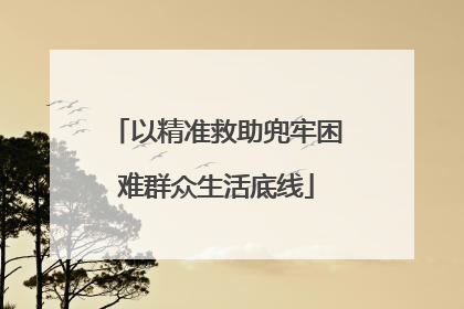 以精准救助兜牢困难群众生活底线