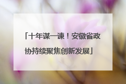 十年谋一谏！安徽省政协持续聚焦创新发展