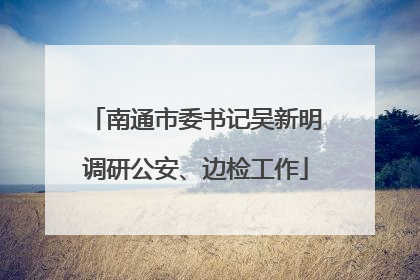 南通市委书记吴新明调研公安、边检工作