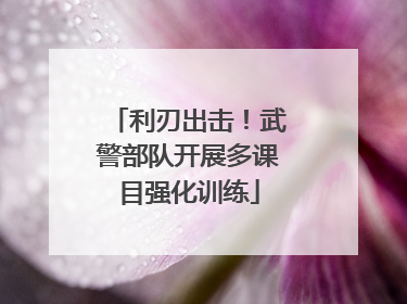 利刃出击！武警部队开展多课目强化训练