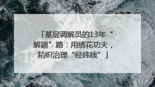基层调解员的13年“解题”路：用绣花功夫，精织治理“经纬线”