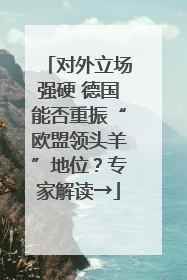 对外立场强硬 德国能否重振“欧盟领头羊”地位？专家解读→
