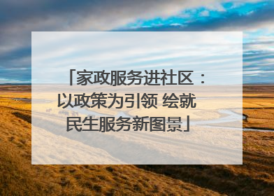 家政服务进社区：以政策为引领 绘就民生服务新图景