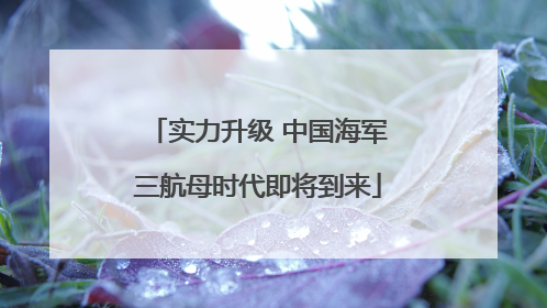 实力升级 中国海军三航母时代即将到来