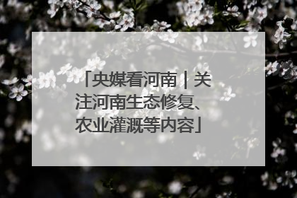 央媒看河南｜关注河南生态修复、农业灌溉等内容