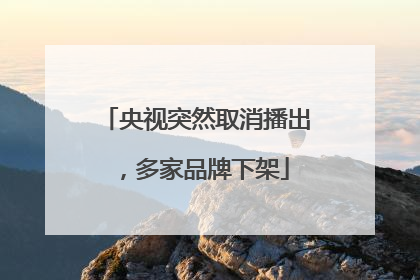 央视突然取消播出，多家品牌下架
