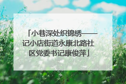 小巷深处织锦绣——记小店街道永康北路社区党委书记康俊萍