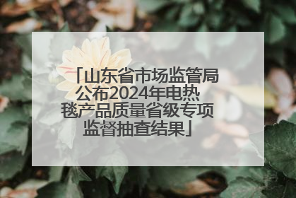 山东省市场监管局公布2024年电热毯产品质量省级专项监督抽查结果
