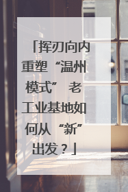 挥刃向内重塑“温州模式” 老工业基地如何从“新”出发？
