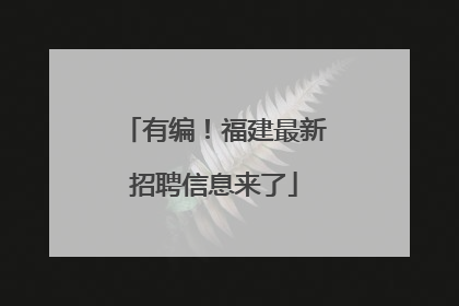 有编！福建最新招聘信息来了
