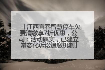 江西宜春智慧停车欠费清缴享7折优惠，公司：活动属实，已建立常态化诉讼追缴机制