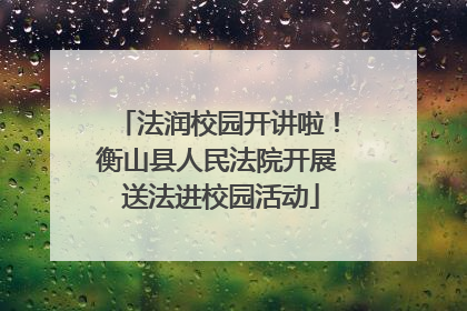 法润校园开讲啦！衡山县人民法院开展 送法进校园活动