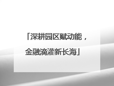 深耕园区赋动能，金融滴灌新长海