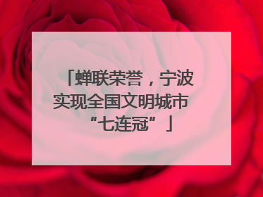 蝉联荣誉，宁波实现全国文明城市“七连冠”