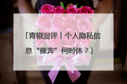 青椒漫评丨个人隐私信息“裸奔”何时休？