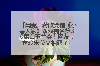 闫妮、蒋欣凭借《小巷人家》双双提名第30届白玉兰奖！网友：黄玲宋莹又相遇了