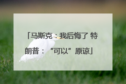 马斯克：我后悔了 特朗普：“可以”原谅